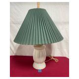 Vtg Ceramic Lamp w/pleated shade