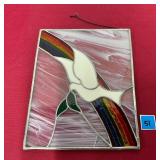 Rainbow, Dove, Olive branch stain glass