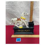 Vtg. cast iron Trick Pony action bank