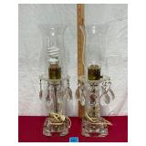 Pair of vtg. crystal hurricane lambs. working