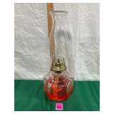 Vtg Pressed Glass Table Kerosene Lamp