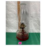 Vtg Pressed Glass Table Kerosene Lamp