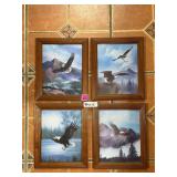 M. Caroselli Framed Bald Eagle Art Prints Lot of 4