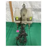 Vtg two-light wall scone,hammered backplate
