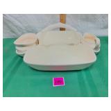 Unmarked Vtg Ceramic Basket weave Tray