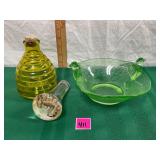 Glass insect trap,lucite scorpion&uranium glass
