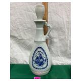 Vtg Delf Blue Jim Beam Milkglass Decanter