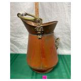Vintage Dutch Copper Coal Scuttle Lion Head Bucket