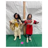 Great Looking Pair of Vtg. Porcelain Indian dolls
