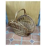 Vtg. Large Woven Wicker Carrier Basket