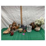 Fairy Teapot House Bird Figurines & Planter Lot
