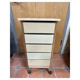 Modern Bamboo 5-Drawer Rolling Storage Cart