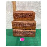Hand carved wooden boxes