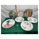 Vintage Collector Plates & Moss Rose Dishes Lot