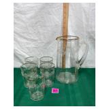 Vtg Bonita Art Glass Etched Garland Pitcher Set