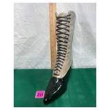 Vtg Ceramic Victorian Lace up boot vase