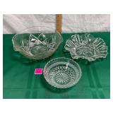 MCM Sawtooth & Scalloped Clear Glass Bowls Lot
