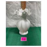 Vintage Fenton Silver Crest White Melon Vase 6'