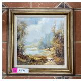 Vintage Impressionist River Landscape Painting