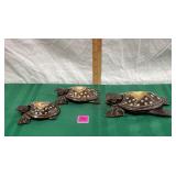 Wood carved decorative turtles