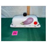 Vintage City Market Vegetable Ceramic Butter Dish