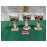 vintage handmade Greek pottery chalices/goblets