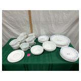 Vtg Morning Blue Corelle Dinnerware&Pyrex cups
