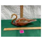 vintage Sooner Glass Amberina swan bowl