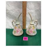 Vtg Handpainted Wesley Vases