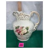 Vtg Shabby chic themed Lattice Pitcher