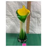 MCM Green & Yellow Jack in the Pulpit Glass Vase