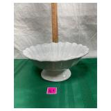 Vtg Ribbed Ceramic Compote-see imperfection