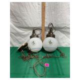 vintage double milk glass swag pendant lamp