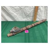 17' porcelain Wolf Indian Peace Pipe