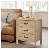 WAMPAT Nightstand Side Table with 3 Drawers