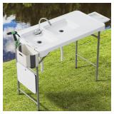 42 6  W Portable Fish Cleaning Table with Double