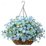 Homsunny Artificial Hanging Flowers in Basket