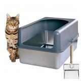 XL Stainless Steel Cat Litter Box with Lid