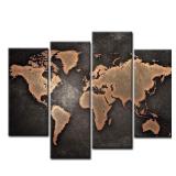 General World Map Black Background Wall Art