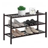 3 Tier Natural Bamboo Shoe Rack   Stackable