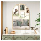 Gold Arched Mirror 24   x 36   with Brushed