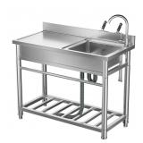 Stainless Steel Sink with Cold and Hot Water