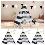 3 Set Teepee Tents for Kids 6ft Cotton Canvas