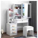 Makeup Vanity Desk with Mirror and Lights