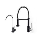 OWOFAN Matte Black Kitchen Sink Faucets Pull