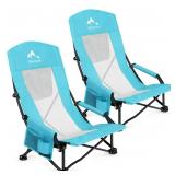 Oileus Folding Portable Beach Chair  High Back