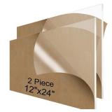 NIUBEE Acrylic Sheet 12x24 Inches 2 Pieces  1 8