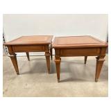 OFFSITE VINTAGE SET OF 2 SOLID WOOD W   BRASS