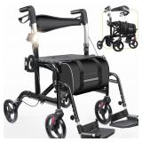 2 in 1 Rollator Walker with Seat   Safety Light