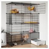Cat Cage with Litter Box 4 Tier DIY Cat